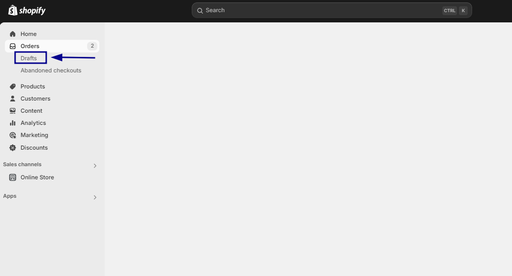 Select Drafts from the dropdown menu